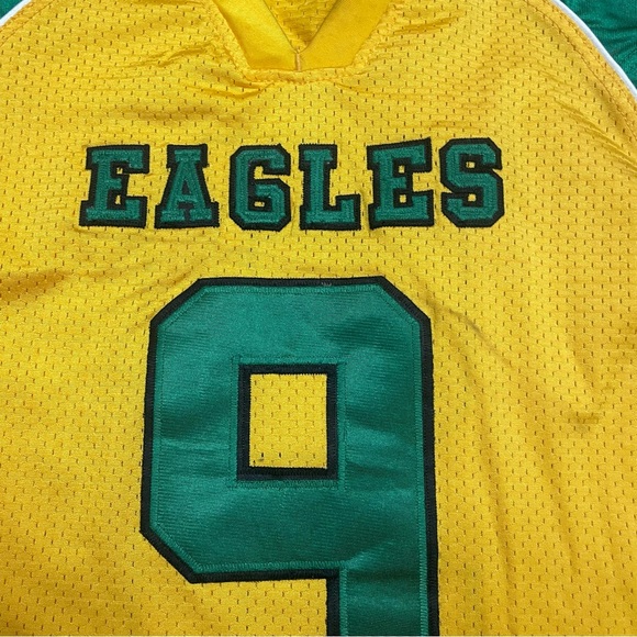 Vintage High School Football Jersey Men’s Large Eagles #9 Yellow Green Game-Worn - Picture 4 of 11